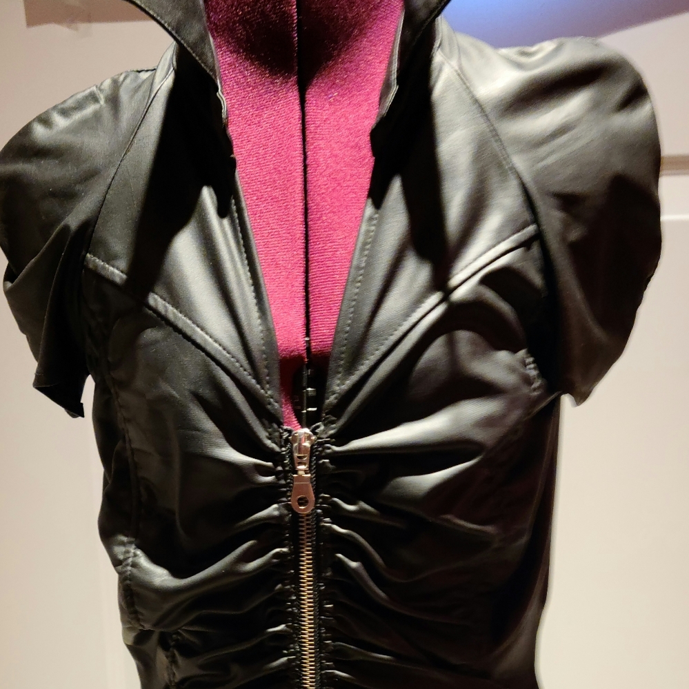 Pleather scrunch top